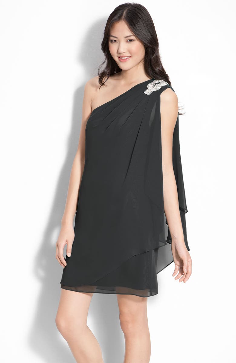 JS Boutique Embellished One-Shoulder Chiffon Dress | Nordstrom