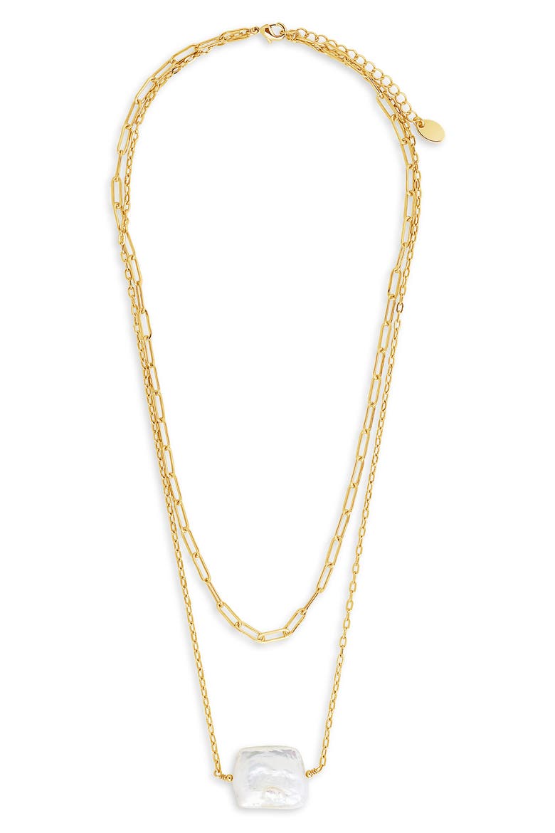 Layered Genuine Pearl Necklace, Main, color, GOLD