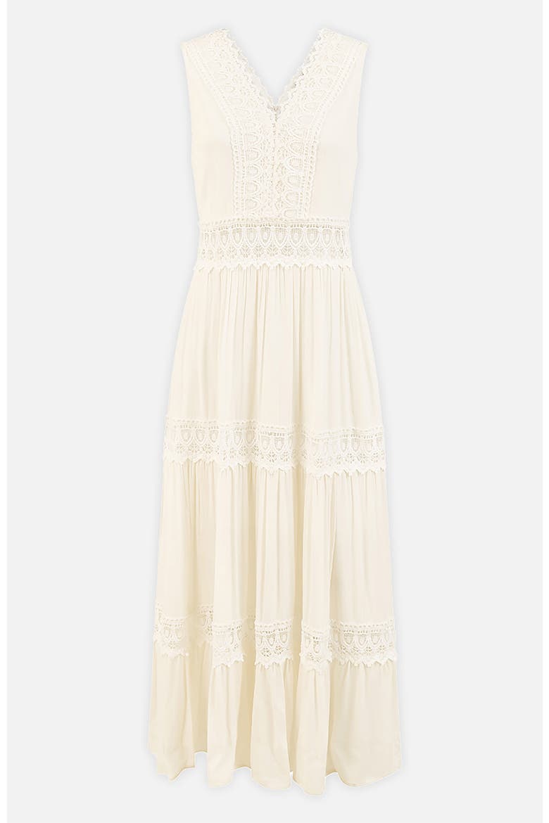 Lace Trim Cotton Maxi Sun Dress, Alternate, color, White