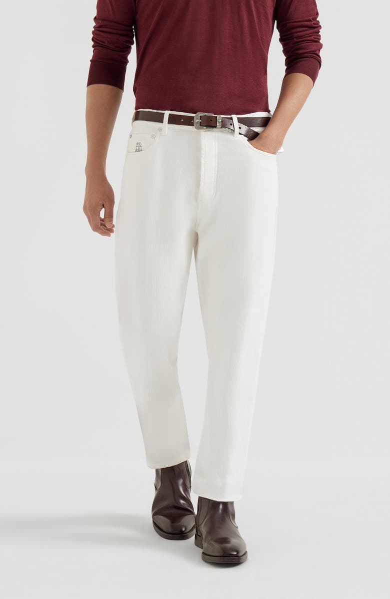 Brunello Cucinelli Iconic fit five-pocket trousers, Alternate, color, Snow