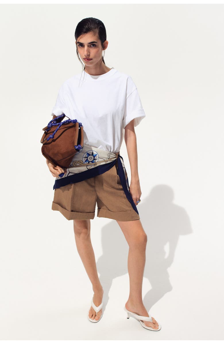 H&M Scarf-detail Shorts, Alternate, color, 