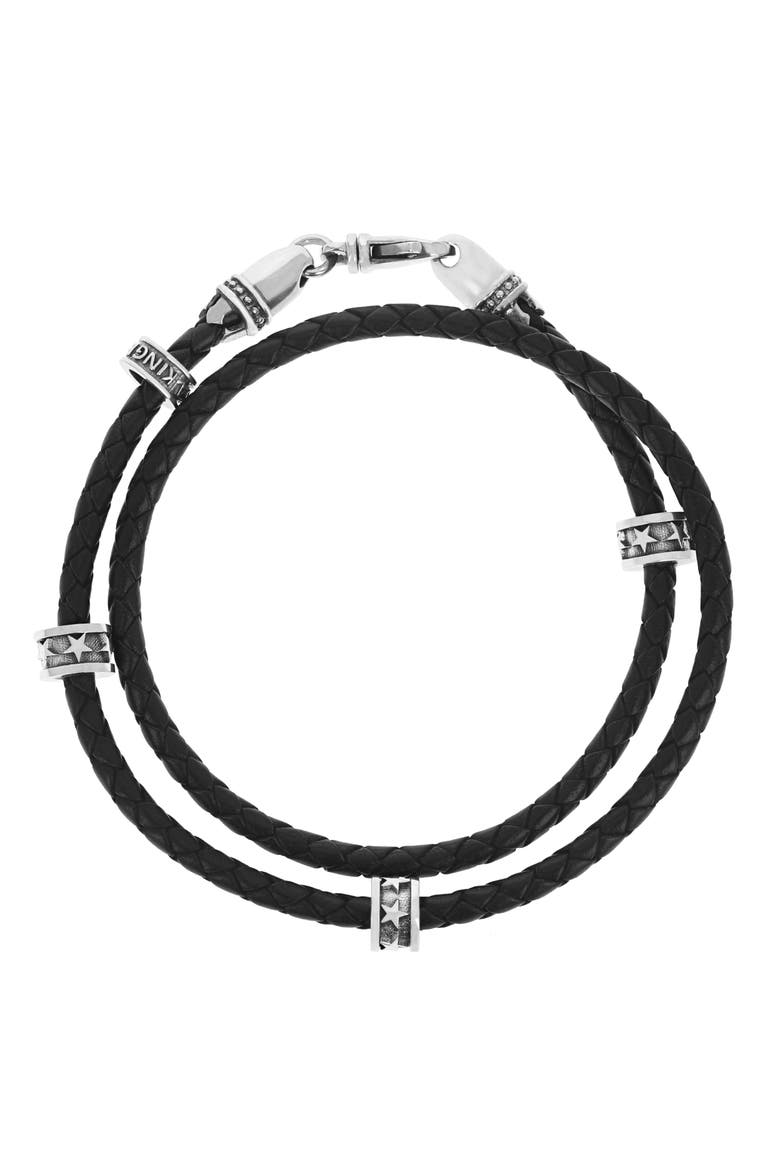 Double Wrap Leather Bracelet, Main, color, SILVER/BLACK