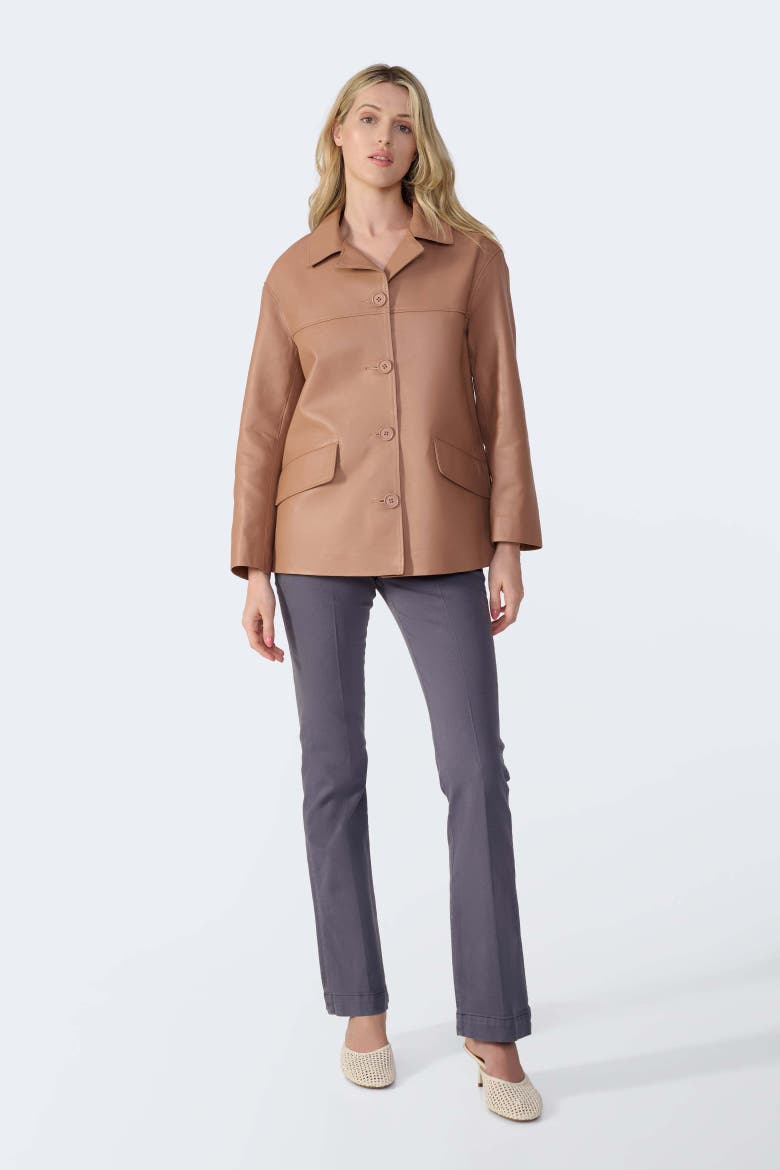 Colette Leather Jacket, Alternate, color, Mocha Brown