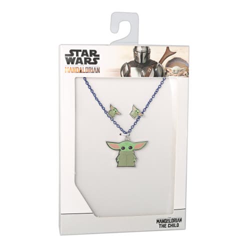 Star Wars The Mandalorian Grogu Fashion Stud Earrings And Necklace Set In Green
