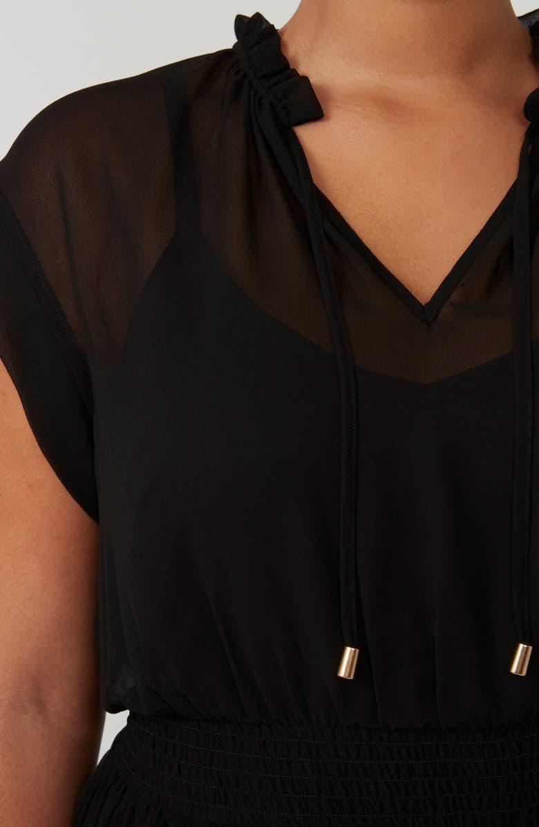 Estelle Utah Smocked Waist Tie Neck Dress, Alternate, color, Black