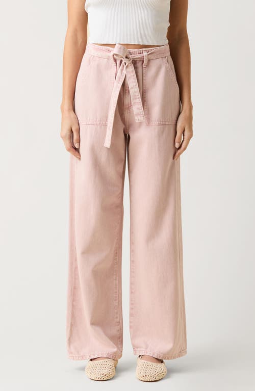 Le Jean Rory Relaxed Tie Waist Wide Leg Jeans In Pink