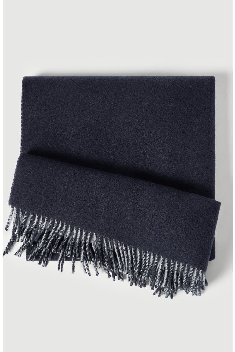 Wool and cashmere knit scarf, Alternate, color, Navy Blue