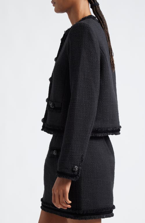 Cinq À Sept Christie Boucle Fringe Jacket In Animal Print