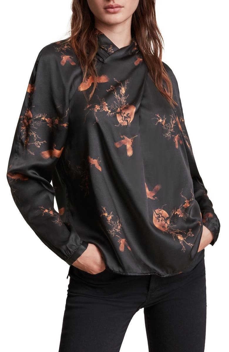 AllSaints Zola Aurora Silk Blend Blouse, Main, color, 