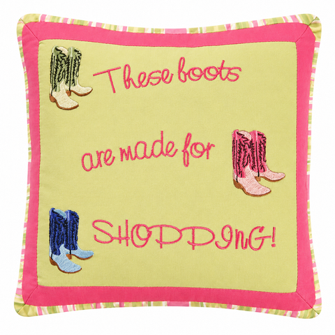 "These Boots Are Made for Shopping" Mini Accent Pillow 10" x 10"