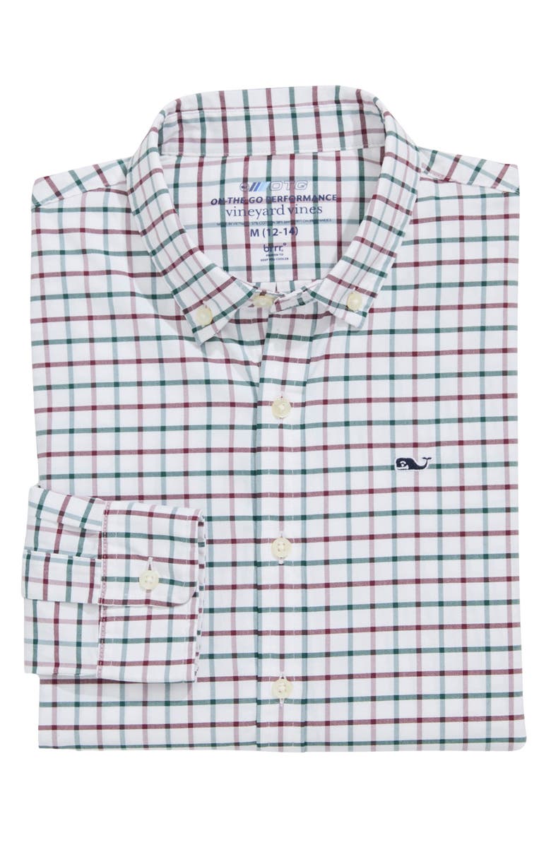 vineyard vines Kids' Tattersall Check Performance Button-Down Shirt, Main, color, Charleston Green