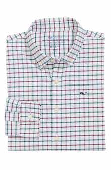vineyard vines Kids' Tattersall Check Performance Button-Down Shirt