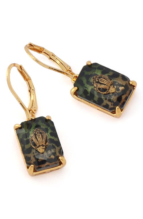 Kurt Geiger London Leopard Stone Drop Earrings In Green