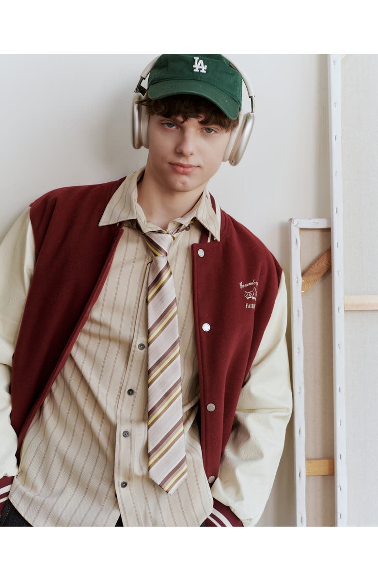 Knottery & Co Balanced Striped Silk Jacquard Tie, Alternate, color, Camel