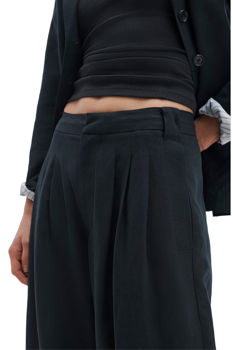 Chappell High Waist Wide Leg Pleat Pants, Alternate, color, BLACK