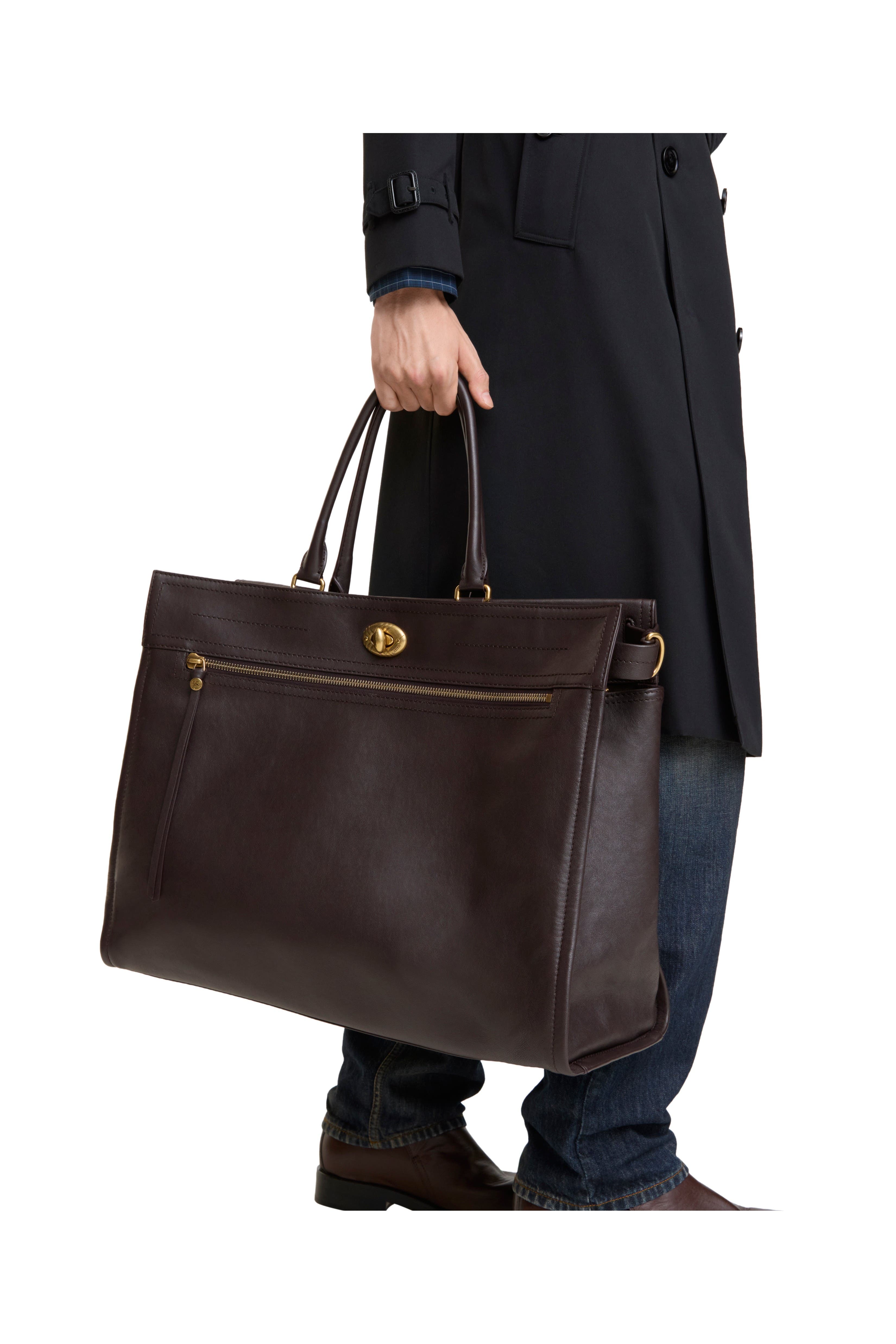 Burberry Extra Large Hampstead Tote, Alternate, color, Peat Brown