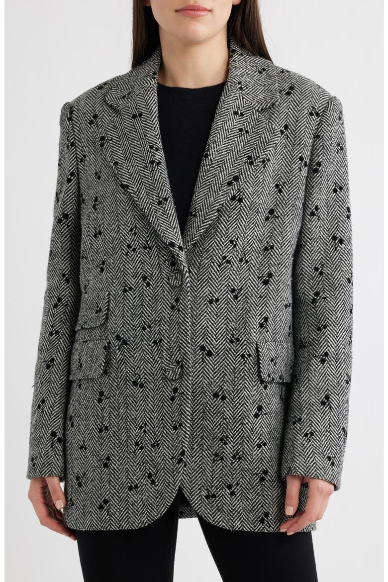 Oversize Single-Breasted Blazer, Alternate, color, BLACK/ WHITE