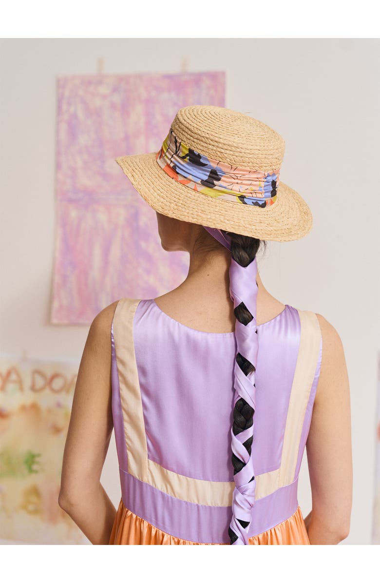 Lost Pattern "Frida's Garden" Straw Hat with Ribbon Band, Alternate, color, Pastel