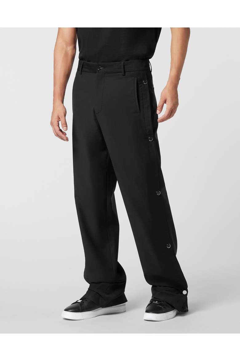 Loose Fit Trousers With Inserts Monogram Men, Main, color, black