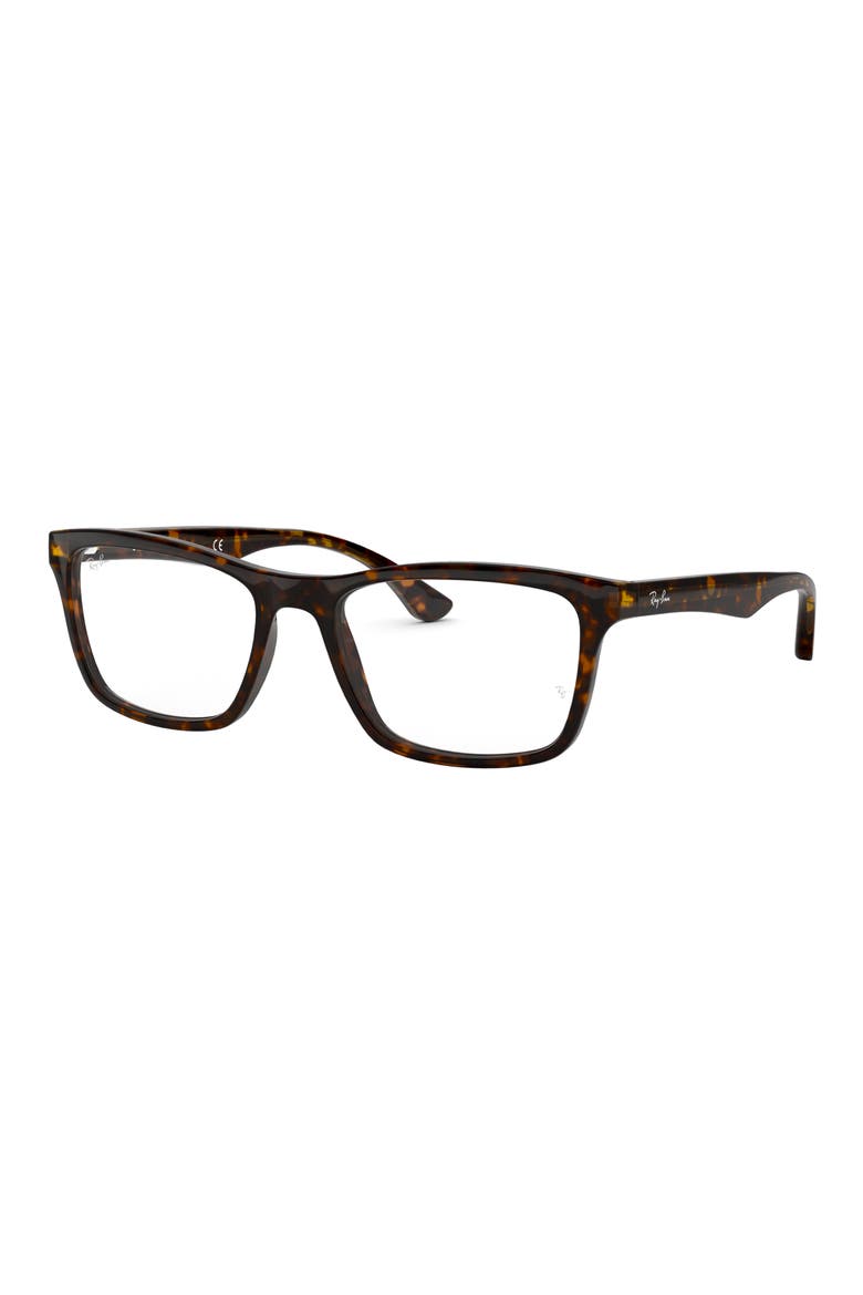 Unisex 49mm Rectangle Optical Glasses, Alternate, color, DK HAVANA