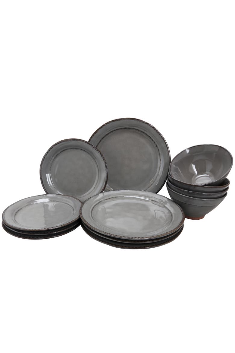 Terranea 12 Piece Dinnerware Set, Alternate, color, Grey