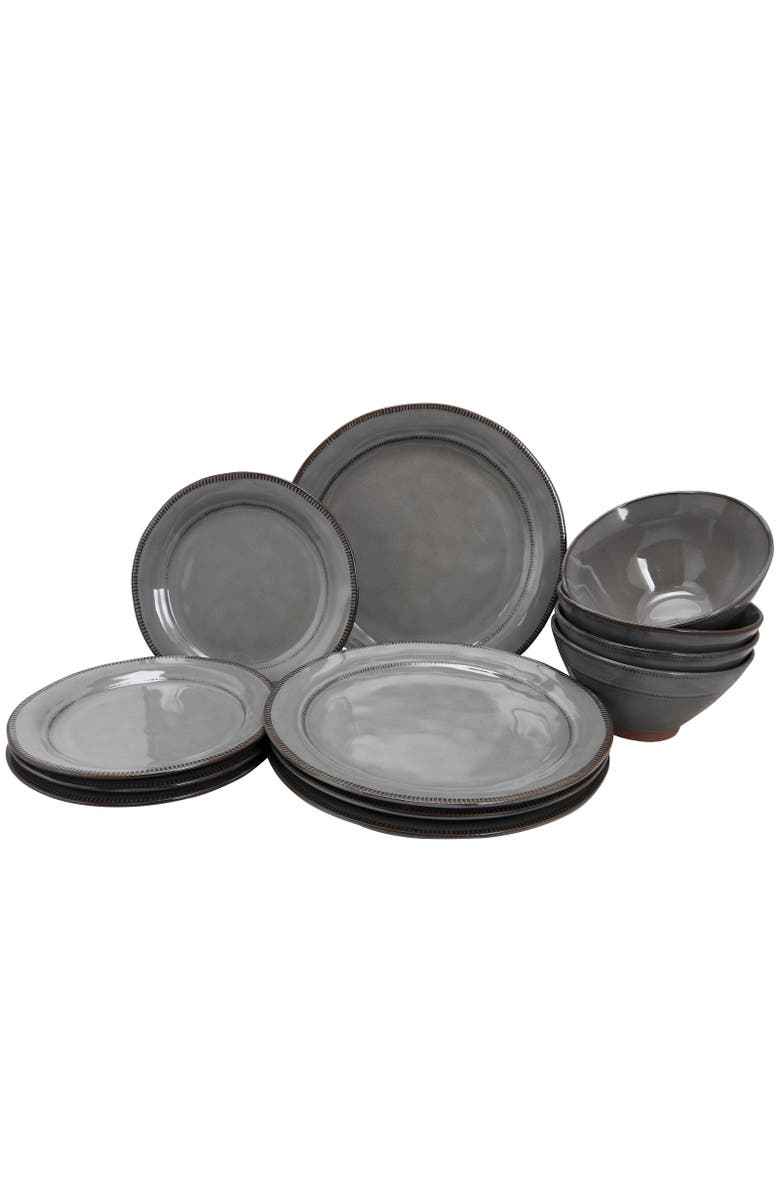 Gibson Elite Terranea 12 Piece Dinnerware Set, Alternate, color, Grey