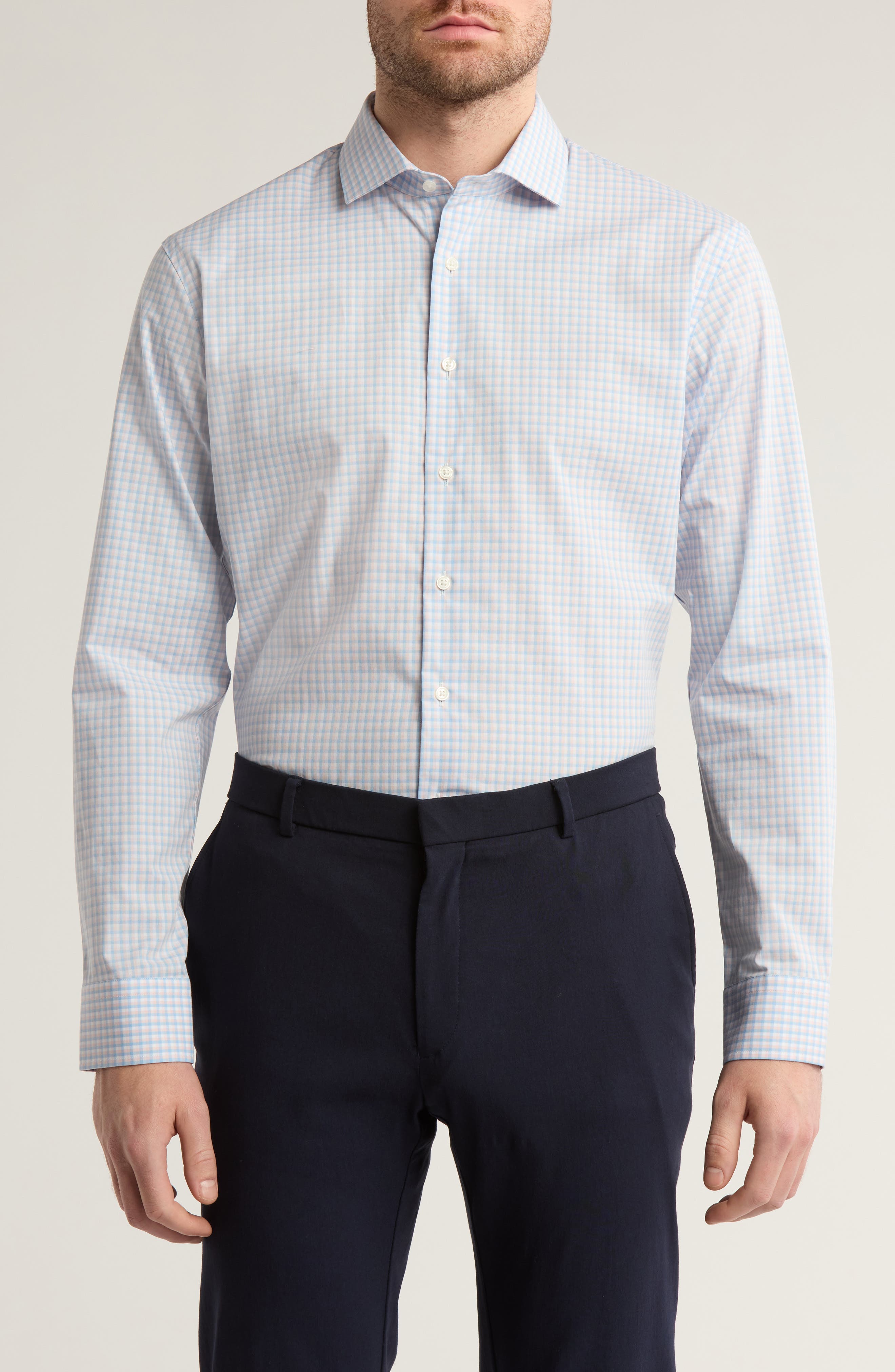 Nordstrom Trim Fit Easy Care Check Cotton Dress Shirt