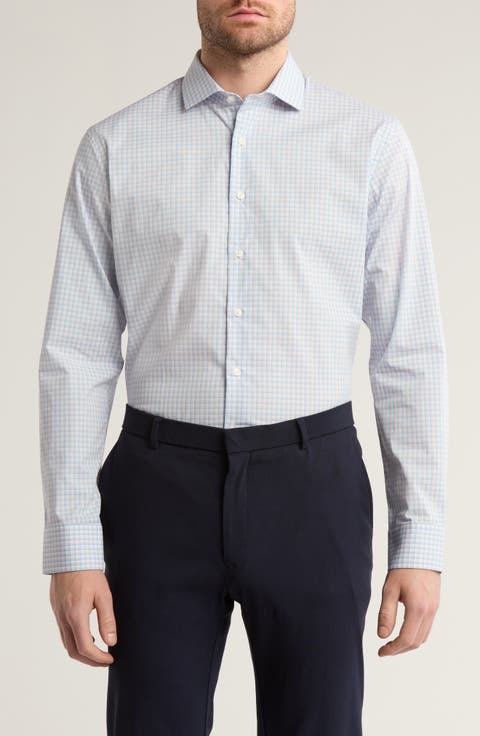 Trim Fit Easy Care Check Cotton Dress Shirt (Regular, Big & Tall)