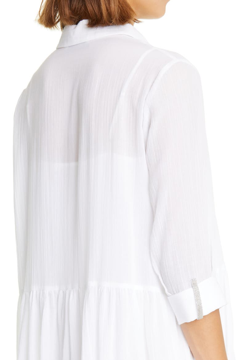 Tiered Cotton Shirtdress, Alternate, color, BIANCO