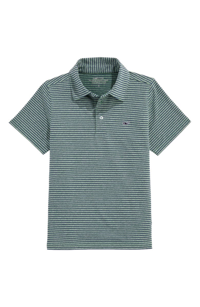 vineyard vines Kids' Bradley Stripe Stretch Polo, Main, color, Star Green/Blue