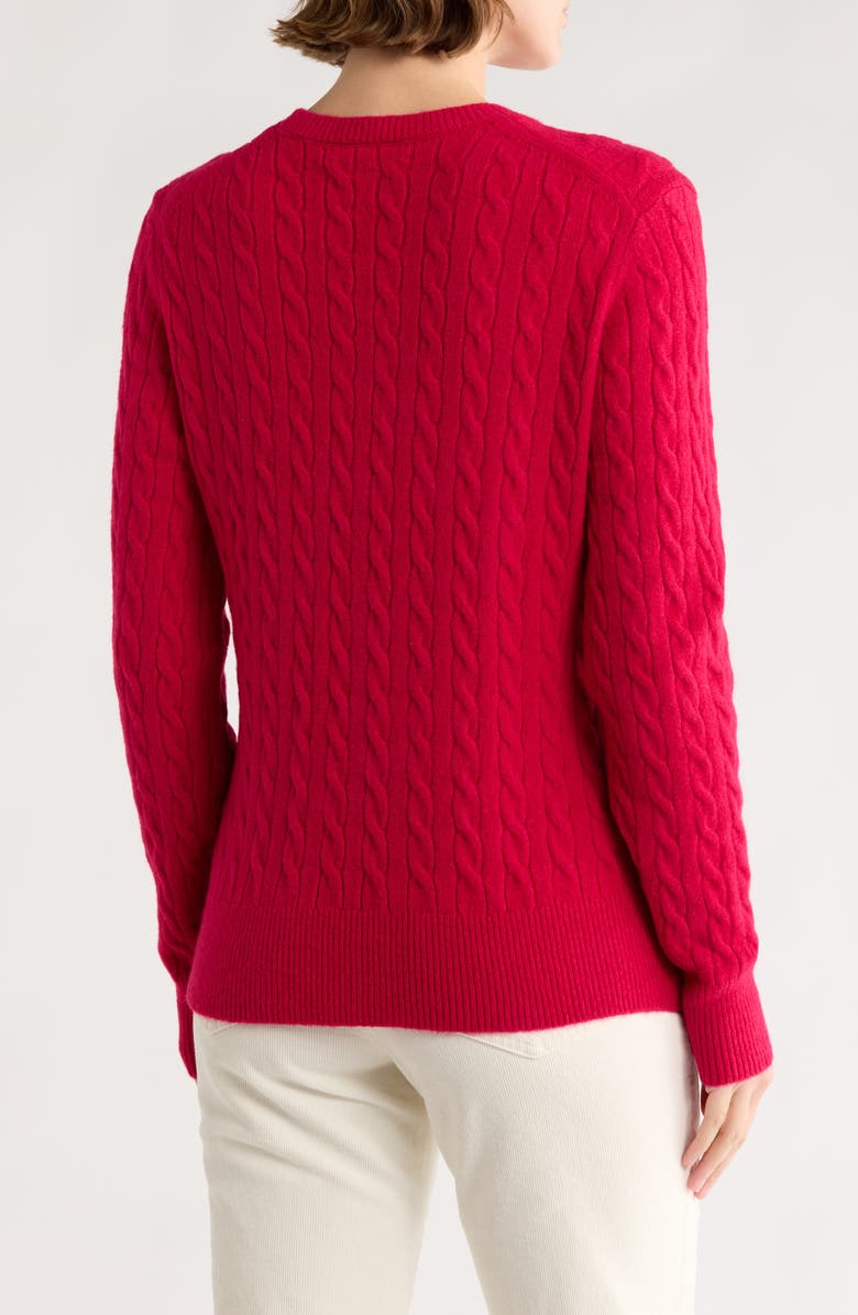 Brooks Brothers Cable Knit Pullover Sweater, Alternate, color, Fuschia