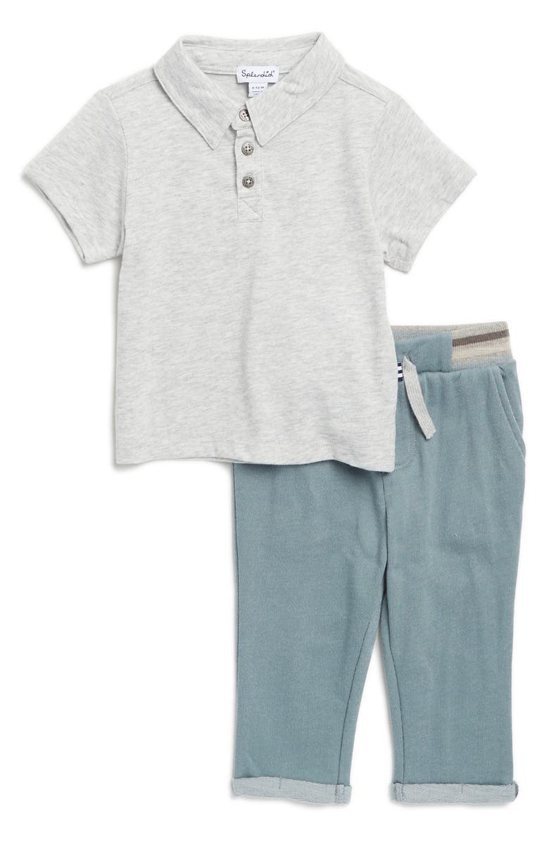 Splendid Cotton Blend Polo & Sweatpants Set, Main, color, Glacier