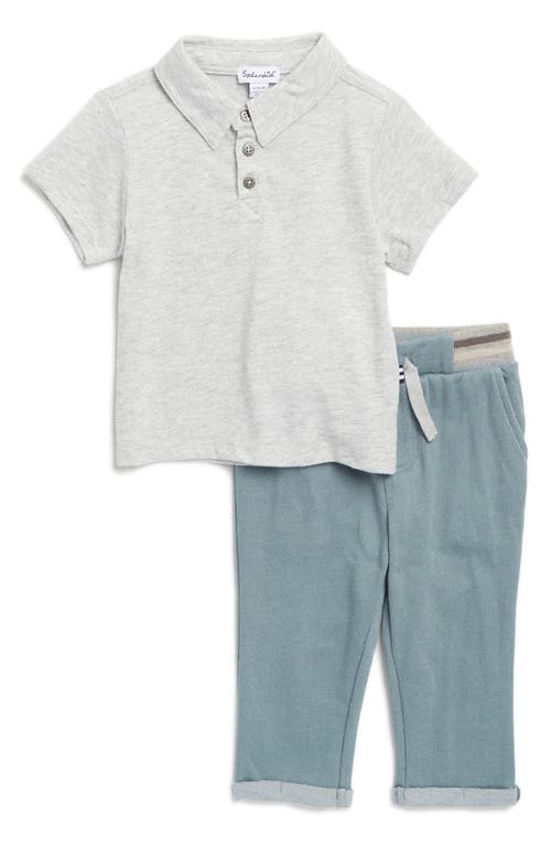 Splendid Cotton Blend Polo & Sweatpants Set In Glacier