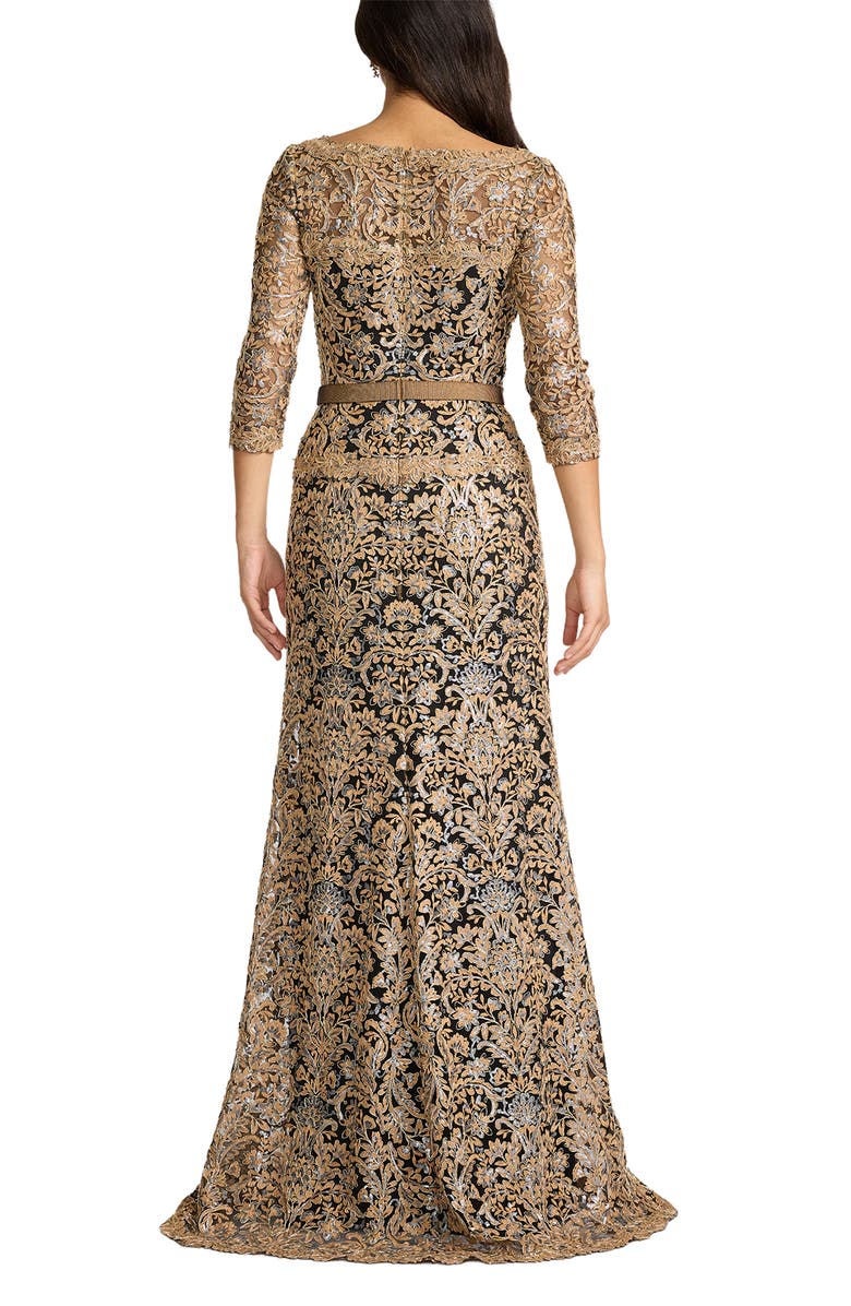 Tadashi Shoji Embroidered Sequin Gown, Alternate, color, Copper Shadow/ Black