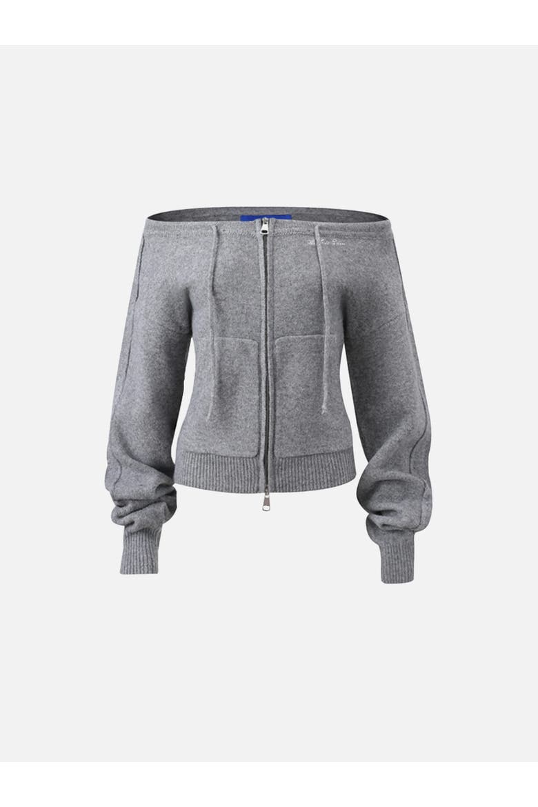 Off-the Shoulder Cardigan, Alternate, color, Grey