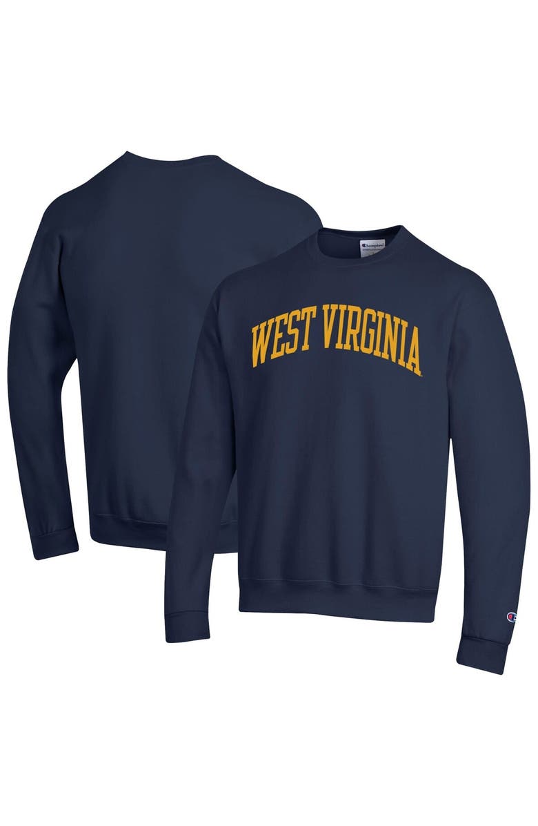 Champion Men's Champion Navy West Virginia Mountaineers Basic Arch Fleece Pullover Sweatshirt, Alternate, color, Navy