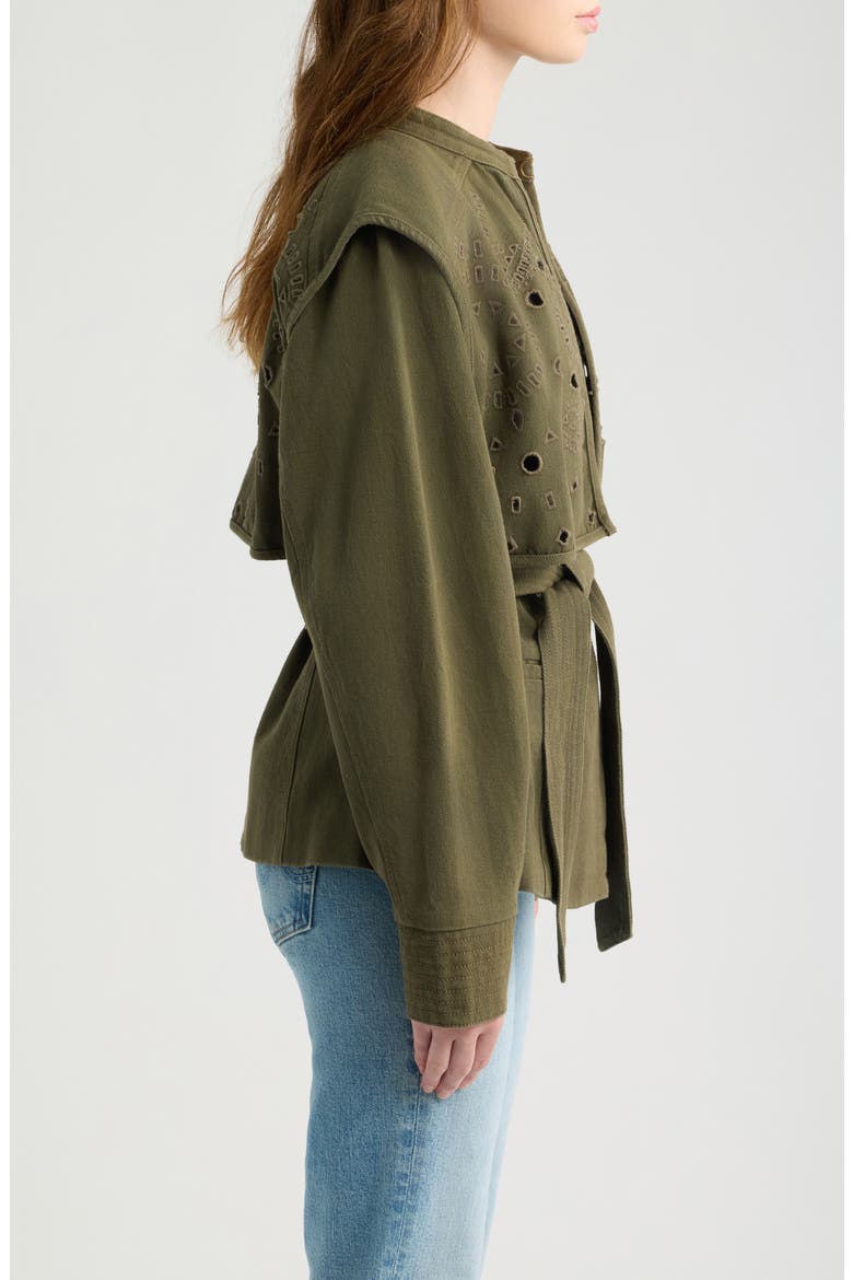Val Eyelet Cotton Twill Jacket, Alternate, color, WINTER MOSS