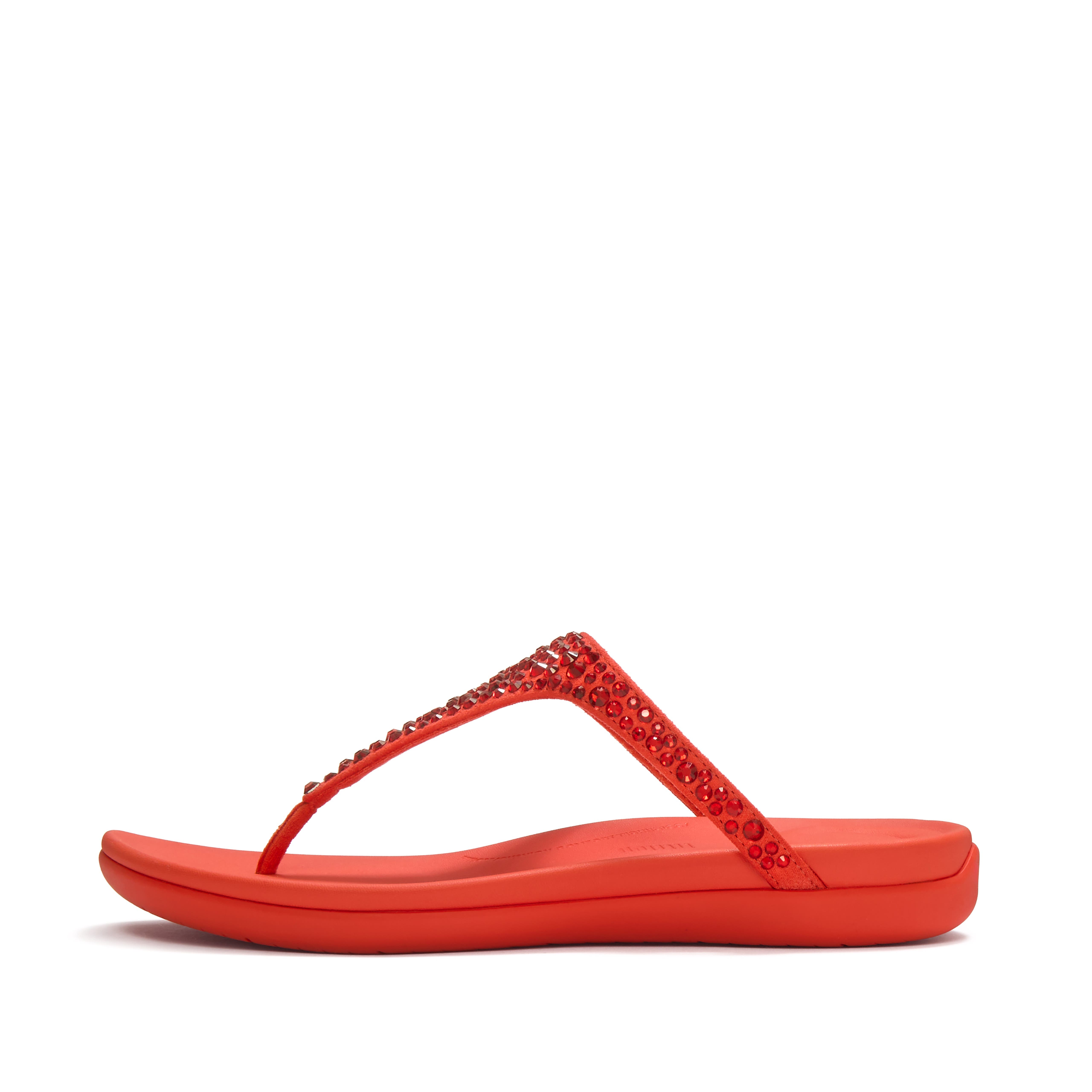 Solay Mixed-Crystal Toe-Post Sandals, Alternate, color, Cherry Tomato