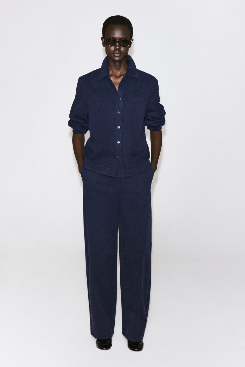 Corduroy-jersey Shirt, Alternate, color, NAVY