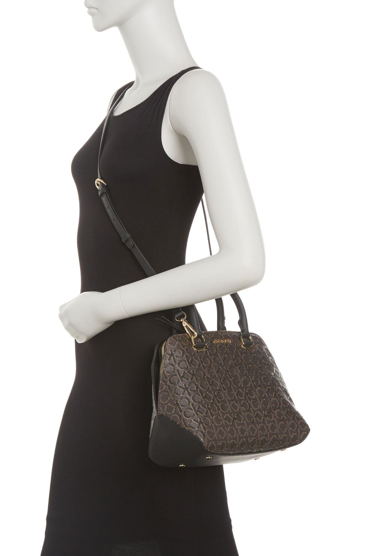 Calvin Klein Hayden Signature Triple Compartment Shoulder Bag Satchel, Alternate, color, 