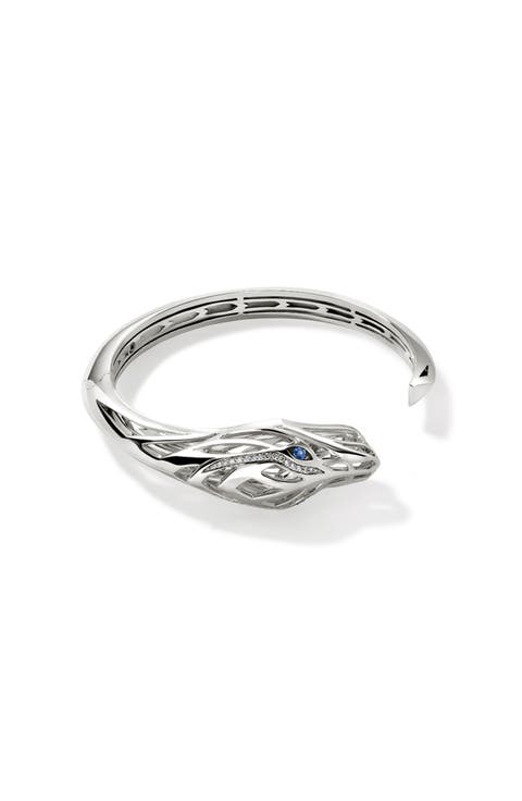 Naga Hinged Cuff, Sterling Silver, Diamonds