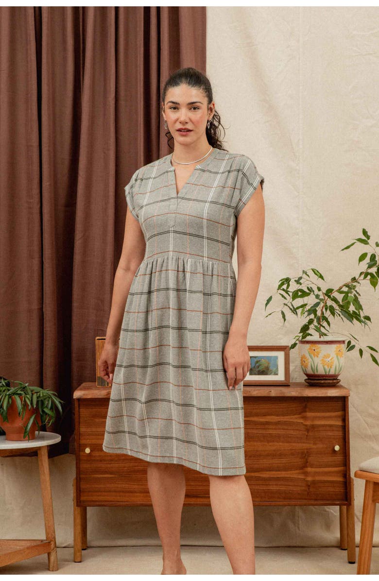 Bridge & Burn Ira Dress, Alternate, color, Olive Ember Grid