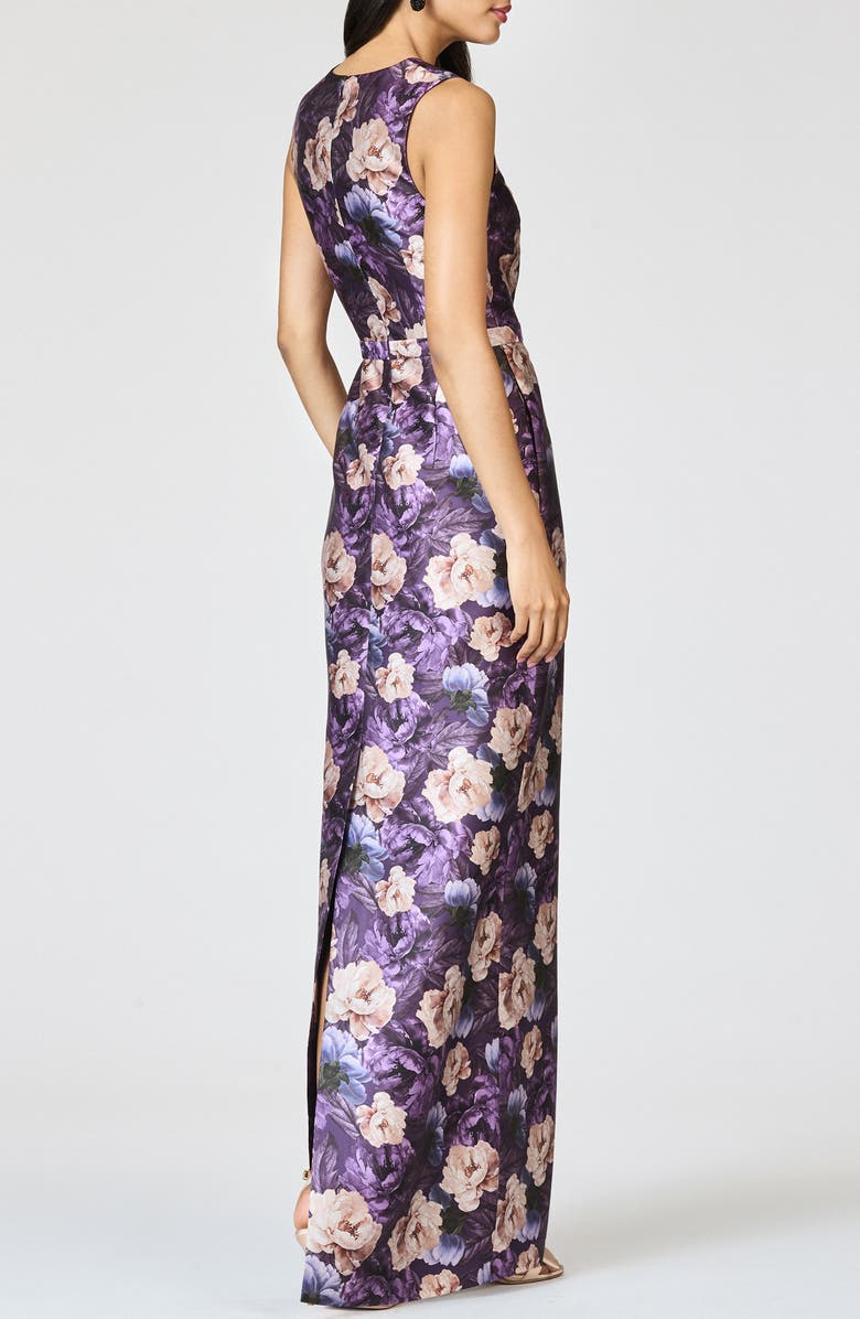 Sachin & Babi Adellyn Floral Print Sleeveless Column Gown, Alternate, color, Winter Peony