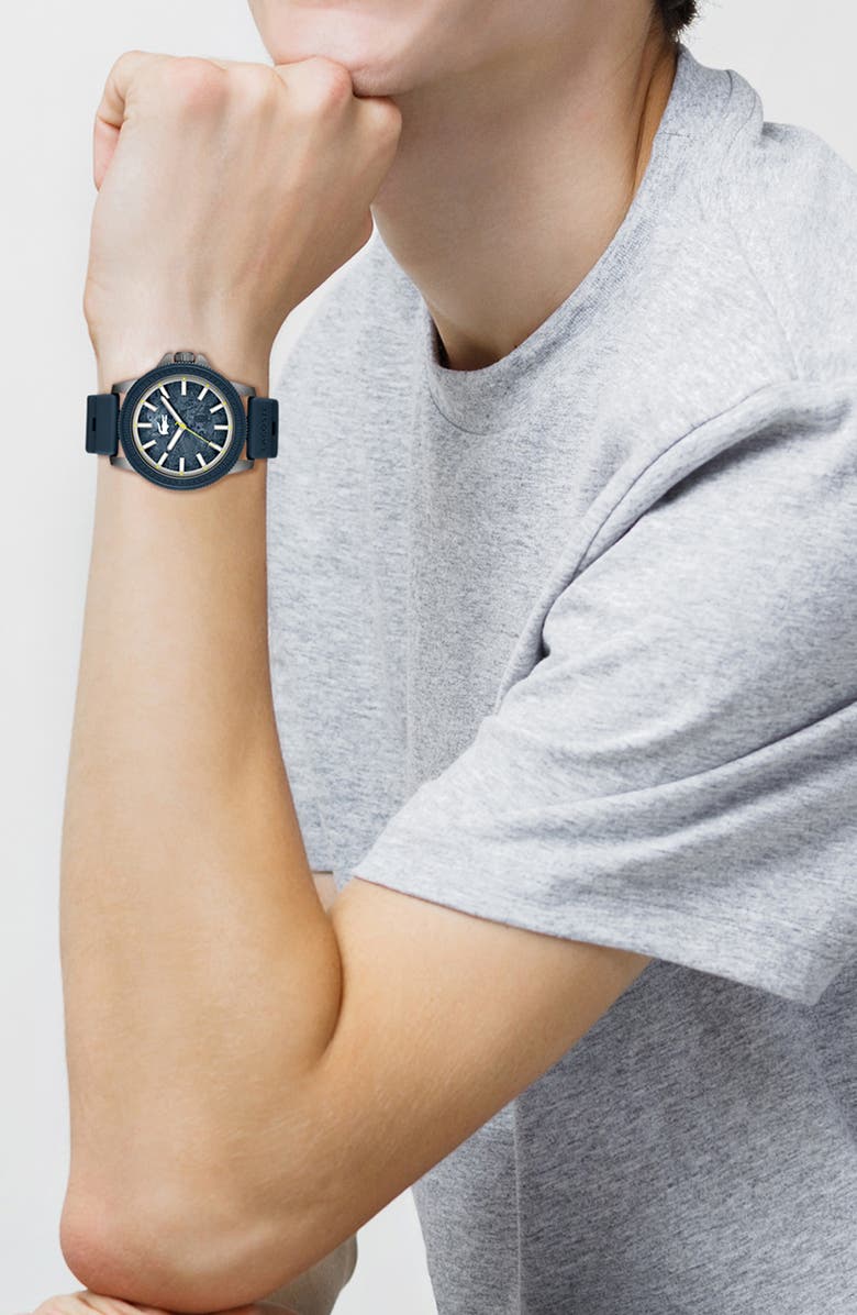 Lacoste Highkey Silicone Strap Watch, 43mm, Alternate, color,