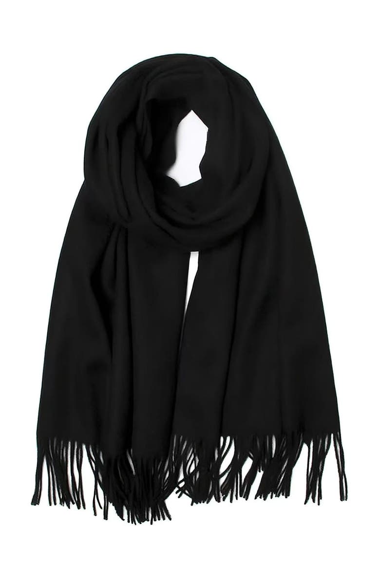 Pure Wool Scarf Shawl, Main, color, Black