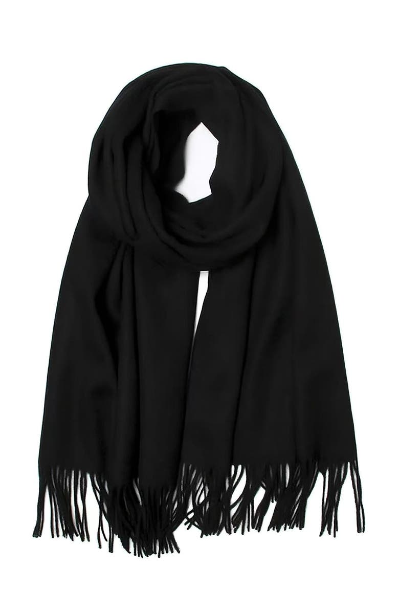 SILKSILKY Pure Wool Scarf Shawl, Main, color, Black