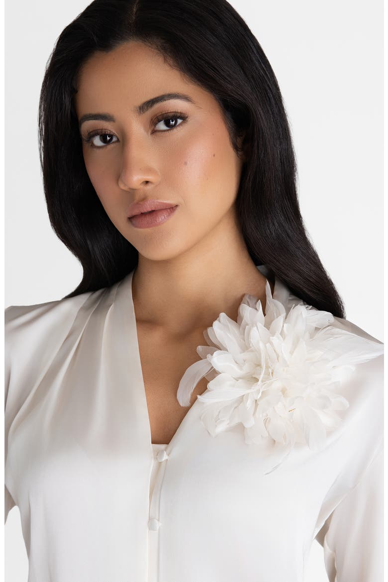 The White Dahlia Duster Floral Brooch, Alternate, color, White