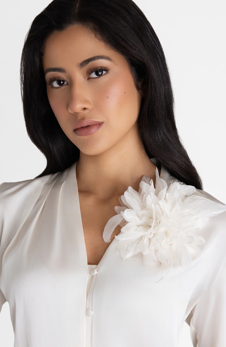Helena Simon The White Dahlia Duster Floral Brooch, Alternate, color, White