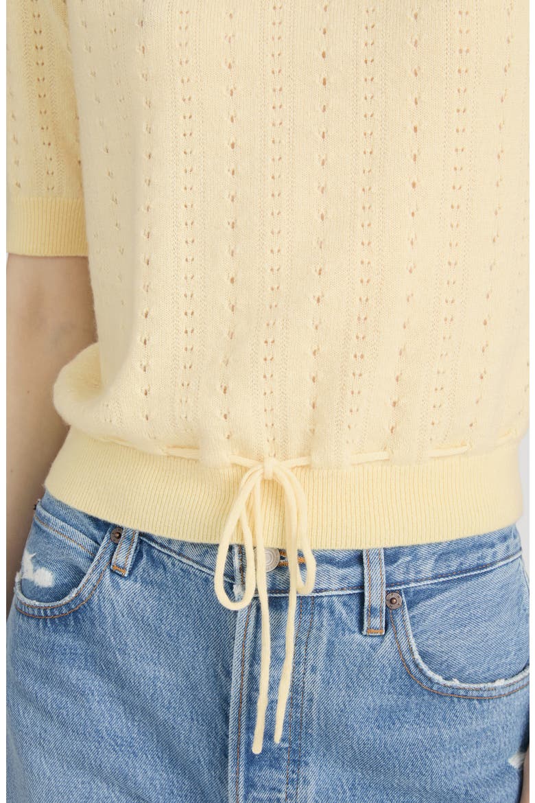 The Cashmere Charm Pointelle Sweater, Alternate, color, CANARY