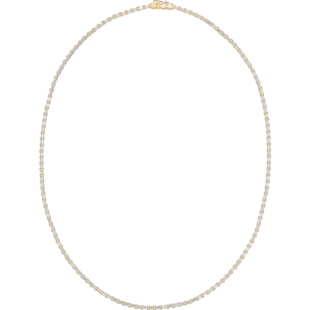 Lana Baguette Diamond Tennis Necklace In Brown